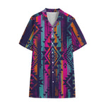 Native Tribal Aztec Pattern Print Cotton Hawaiian Shirt