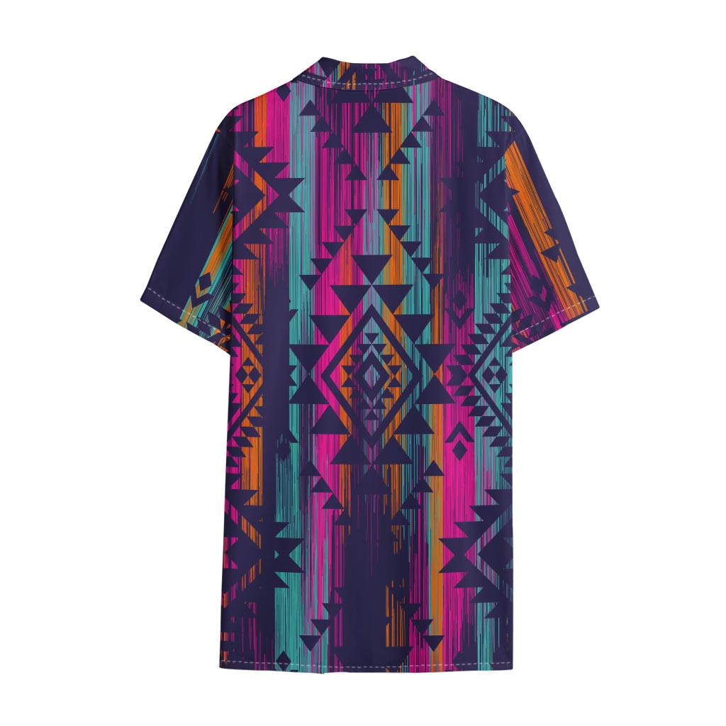 Native Tribal Aztec Pattern Print Cotton Hawaiian Shirt