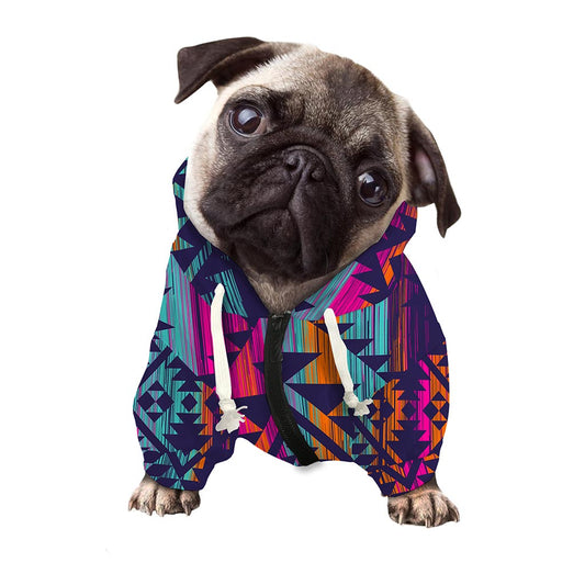 Native Tribal Aztec Pattern Print Dog Zip Up Hoodie