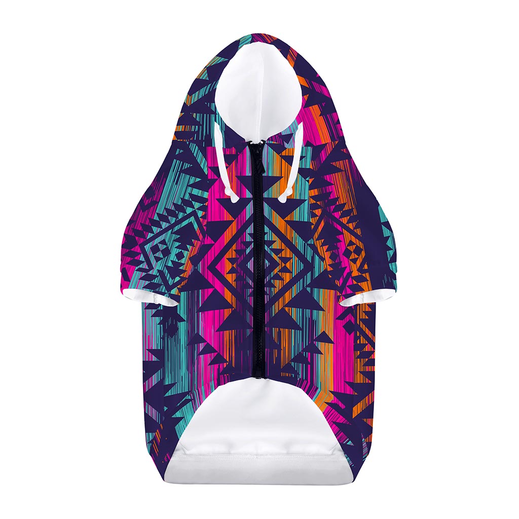 Native Tribal Aztec Pattern Print Dog Zip Up Hoodie