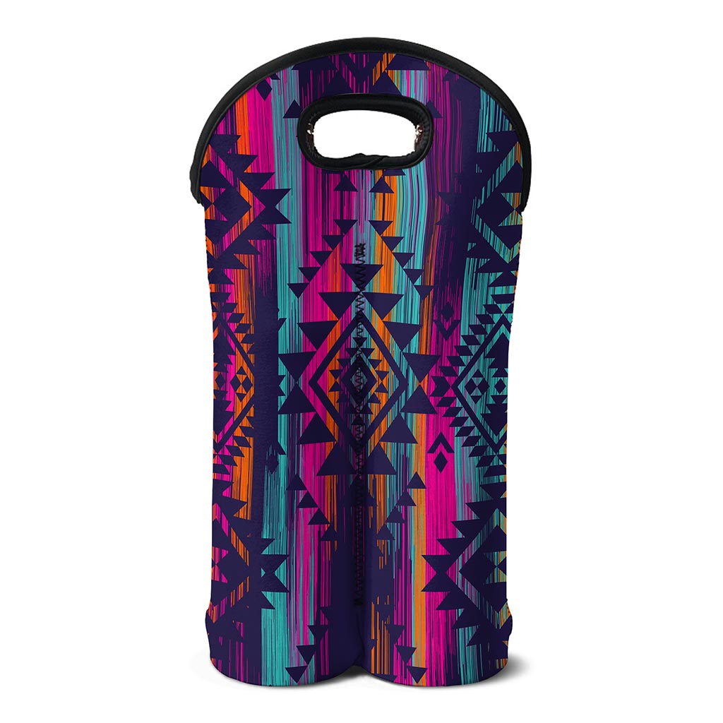 Native Tribal Aztec Pattern Print Double Neoprene Wine Tote