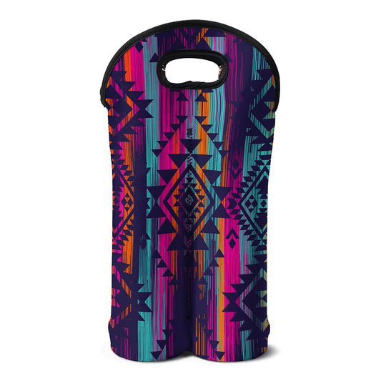Native Tribal Aztec Pattern Print Double Neoprene Wine Tote