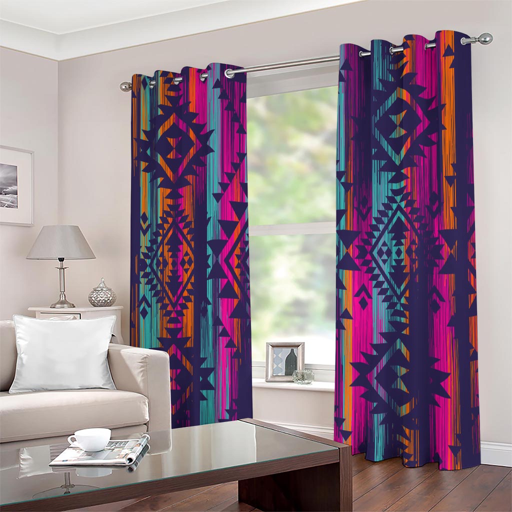 Native Tribal Aztec Pattern Print Extra Wide Grommet Curtains