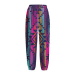 Native Tribal Aztec Pattern Print Fleece Lined Knit Pants