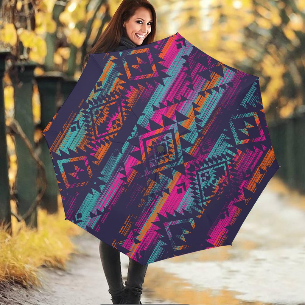 Native Tribal Aztec Pattern Print Foldable Umbrella