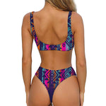 Native Tribal Aztec Pattern Print Front Bow Tie Bikini