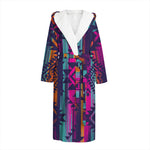 Native Tribal Aztec Pattern Print Hooded Bathrobe