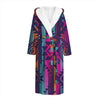 Native Tribal Aztec Pattern Print Hooded Bathrobe