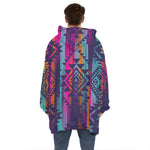Native Tribal Aztec Pattern Print Hoodie Blanket