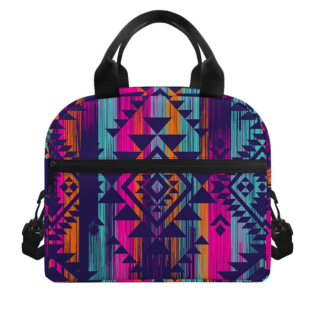 Native Tribal Aztec Pattern Print Insulated Lunch Bag