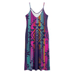 Native Tribal Aztec Pattern Print Jersey Midi Cami Dress