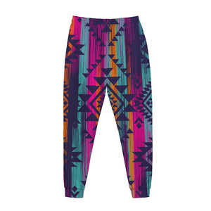 Native Tribal Aztec Pattern Print Jogger Pants