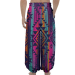Native Tribal Aztec Pattern Print Lantern Pants
