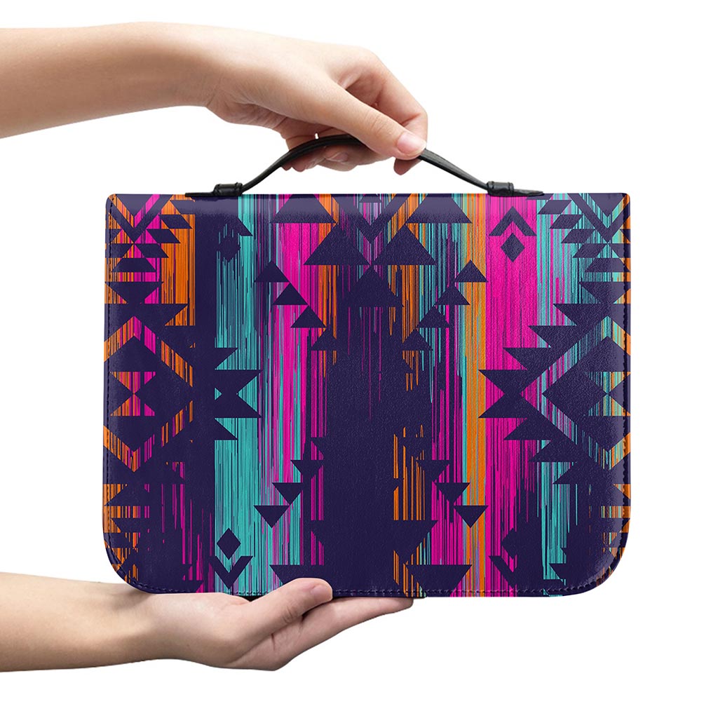 Native Tribal Aztec Pattern Print Leather Bible Cover