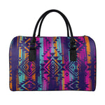 Native Tribal Aztec Pattern Print Leather Duffle Bag