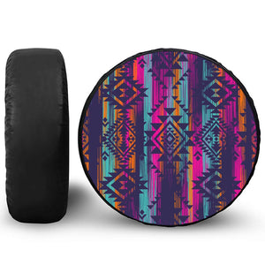 Native Tribal Aztec Pattern Print Leather Spare Tire Cover