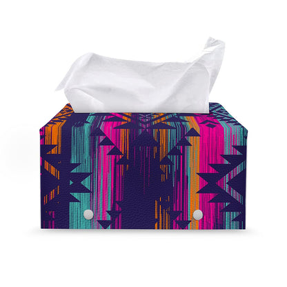 Native Tribal Aztec Pattern Print Leather Tissue Box Cover