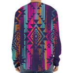 Native Tribal Aztec Pattern Print Long Sleeve Baseball Jersey