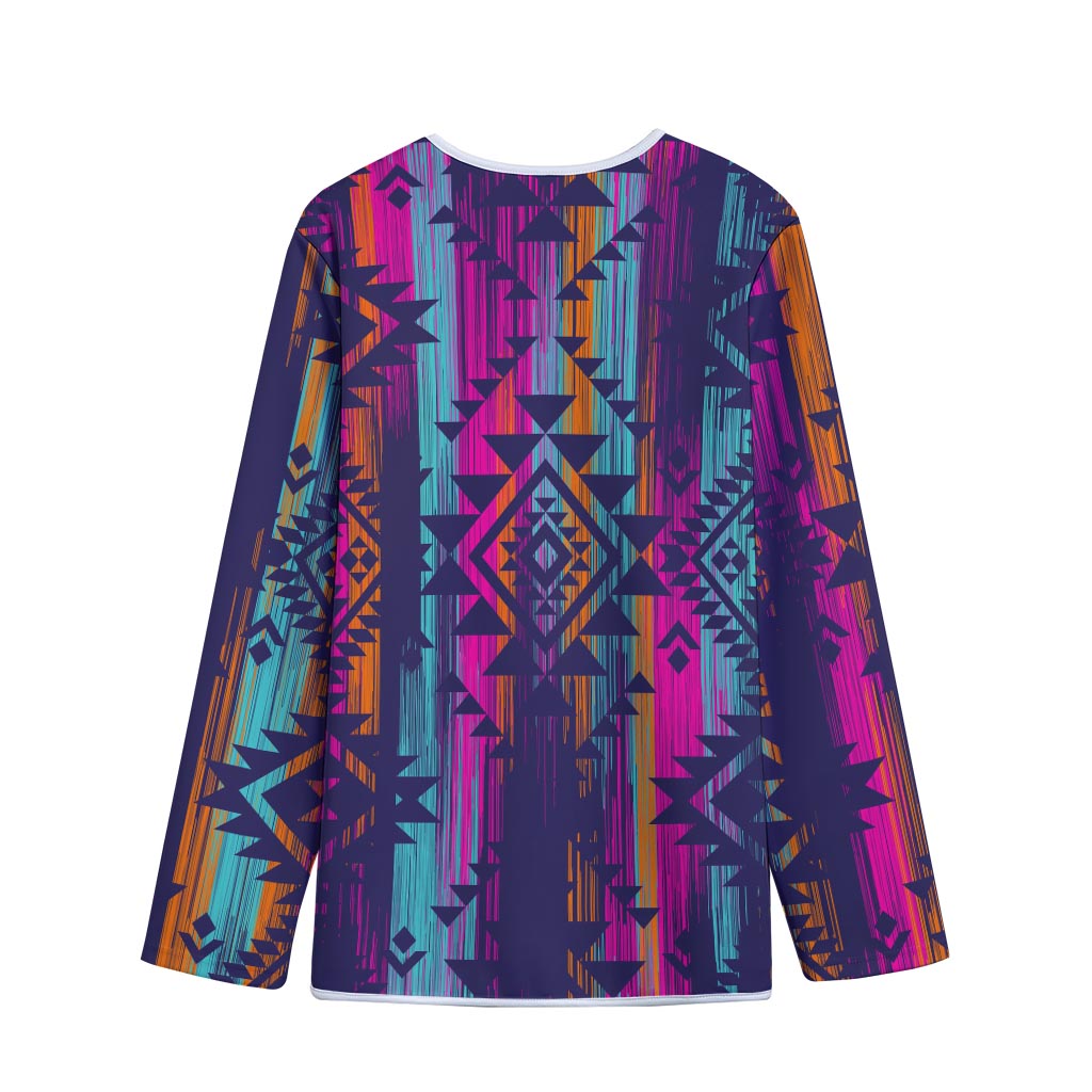 Native Tribal Aztec Pattern Print Long Sleeve Short Coat