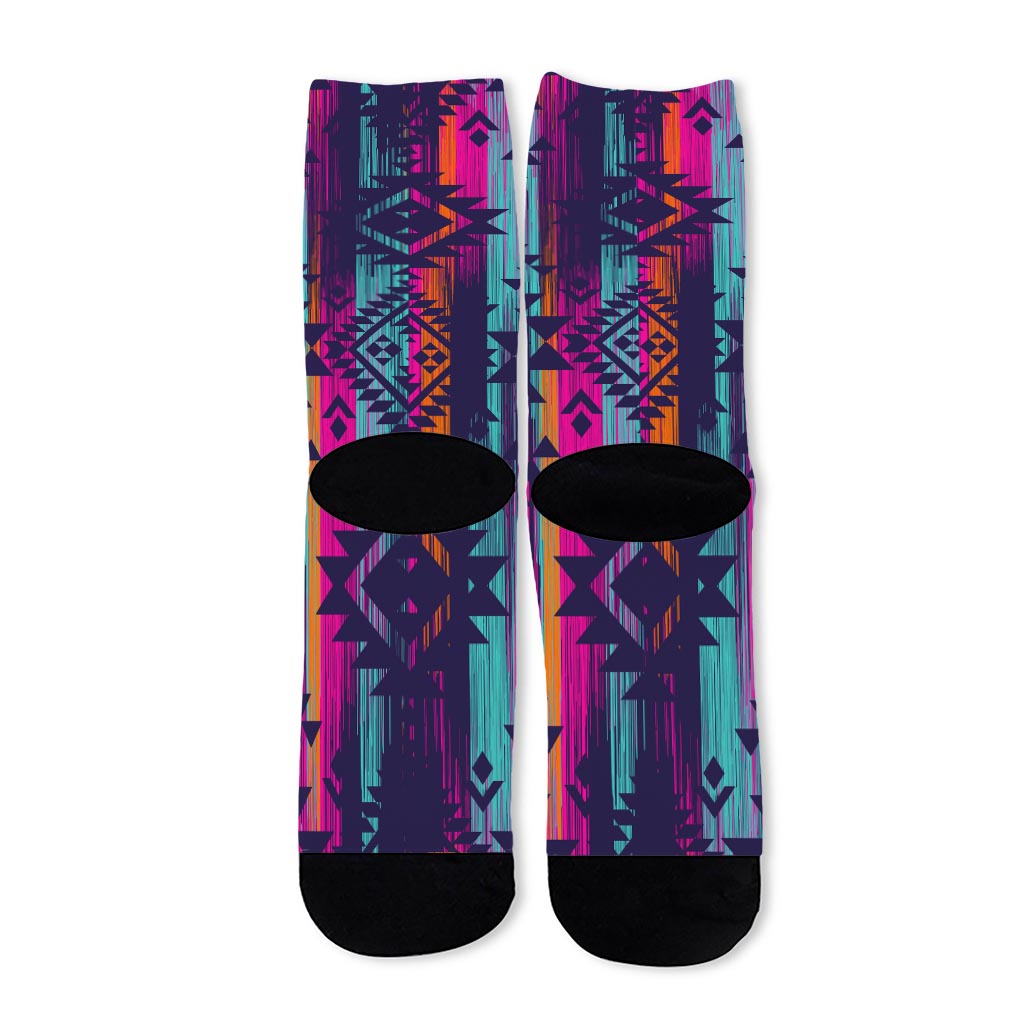 Native Tribal Aztec Pattern Print Long Socks