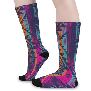 Native Tribal Aztec Pattern Print Long Socks