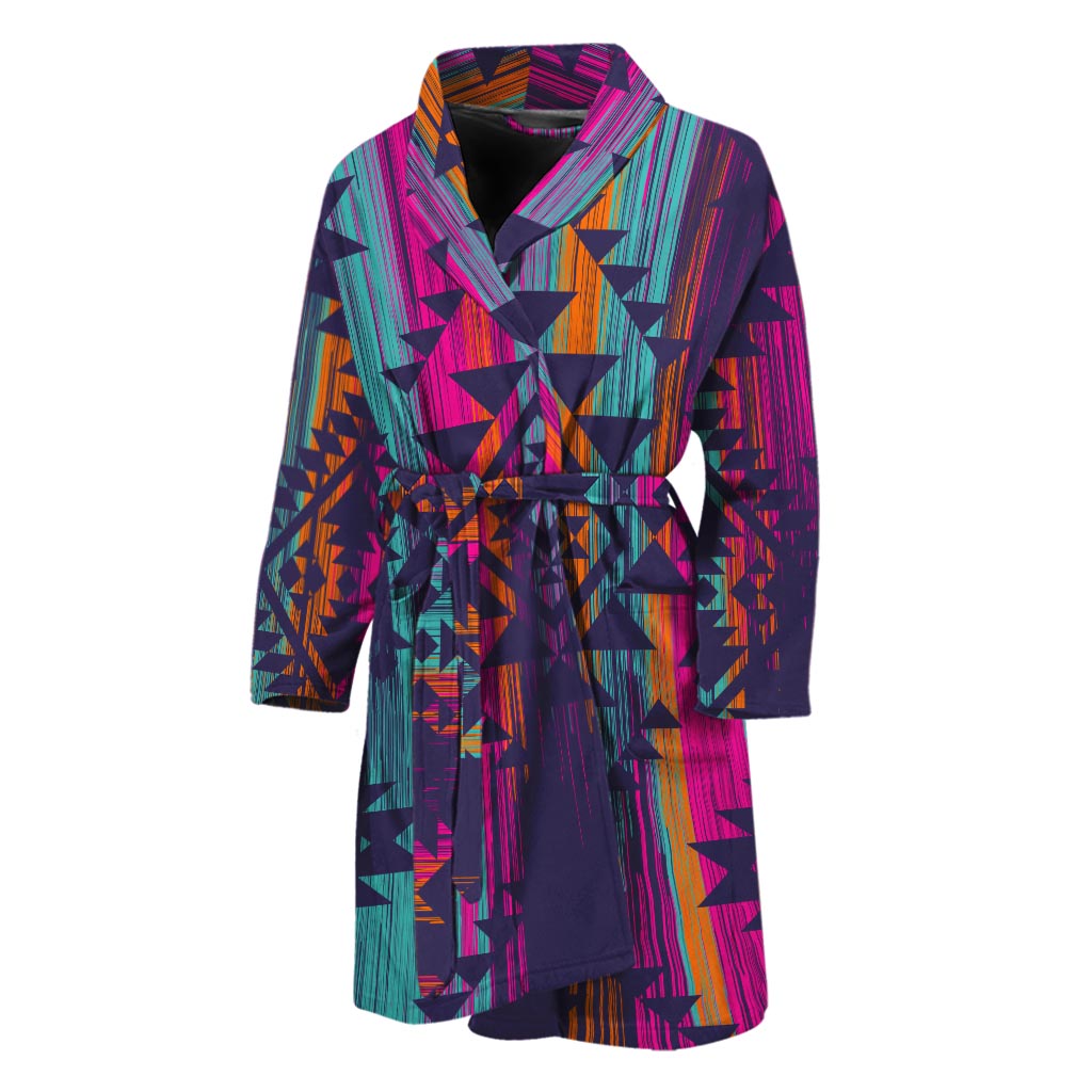 Native Tribal Aztec Pattern Print Men's Bathrobe