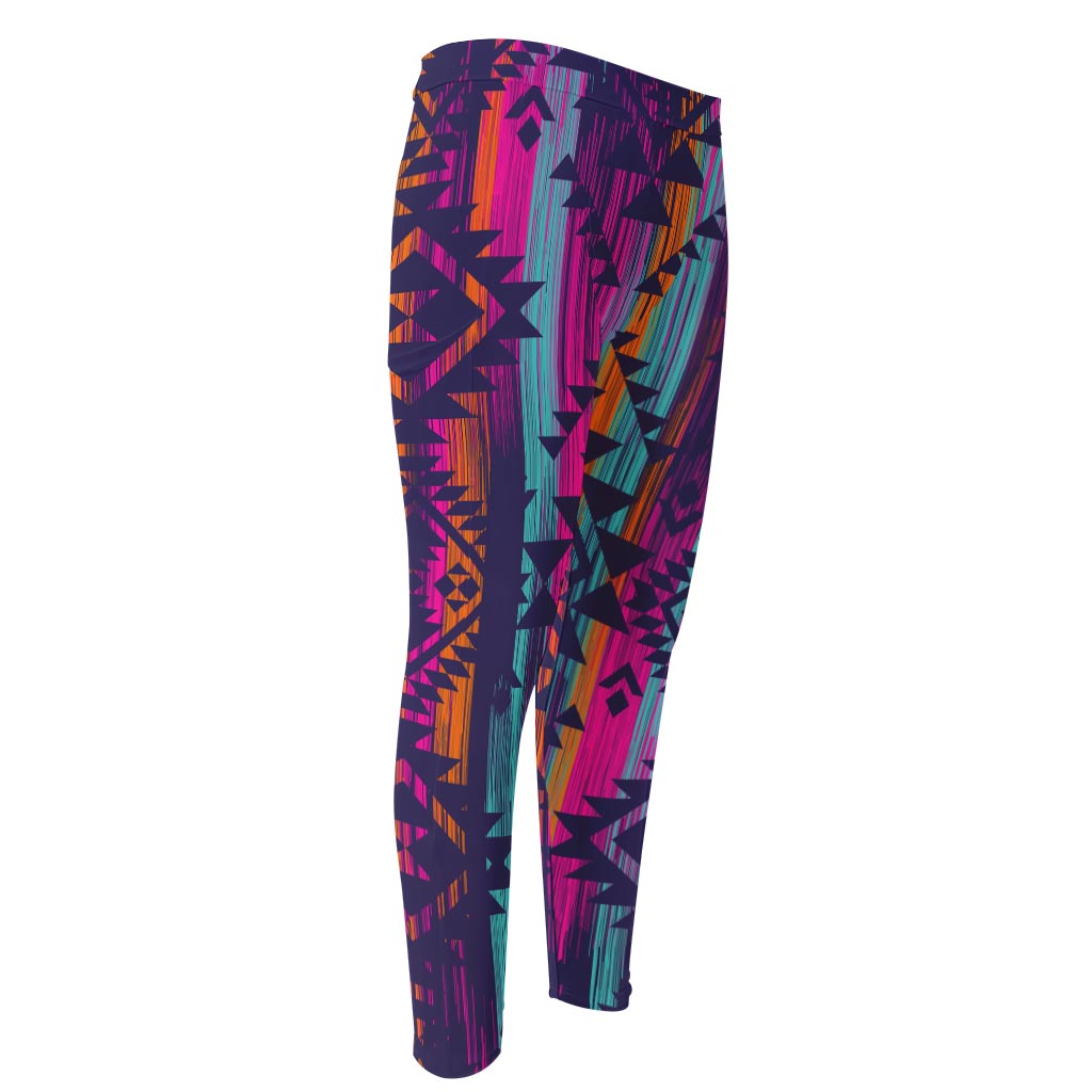 Native Tribal Aztec Pattern Print Men's Compression Pants