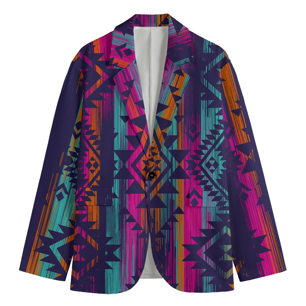 Native Tribal Aztec Pattern Print Men's Cotton Blazer