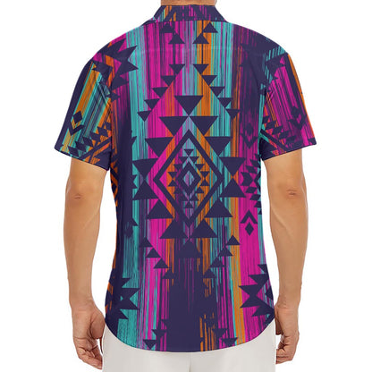 Native Tribal Aztec Pattern Print Men's Deep V-Neck Shirt