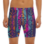 Native Tribal Aztec Pattern Print Men's Long Boxer Briefs