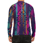 Native Tribal Aztec Pattern Print Men's Long Sleeve Rash Guard