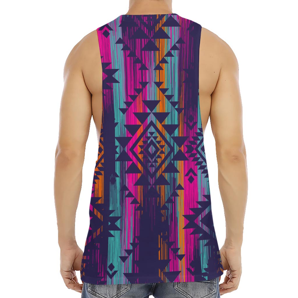 Native Tribal Aztec Pattern Print Men's Muscle Tank Top