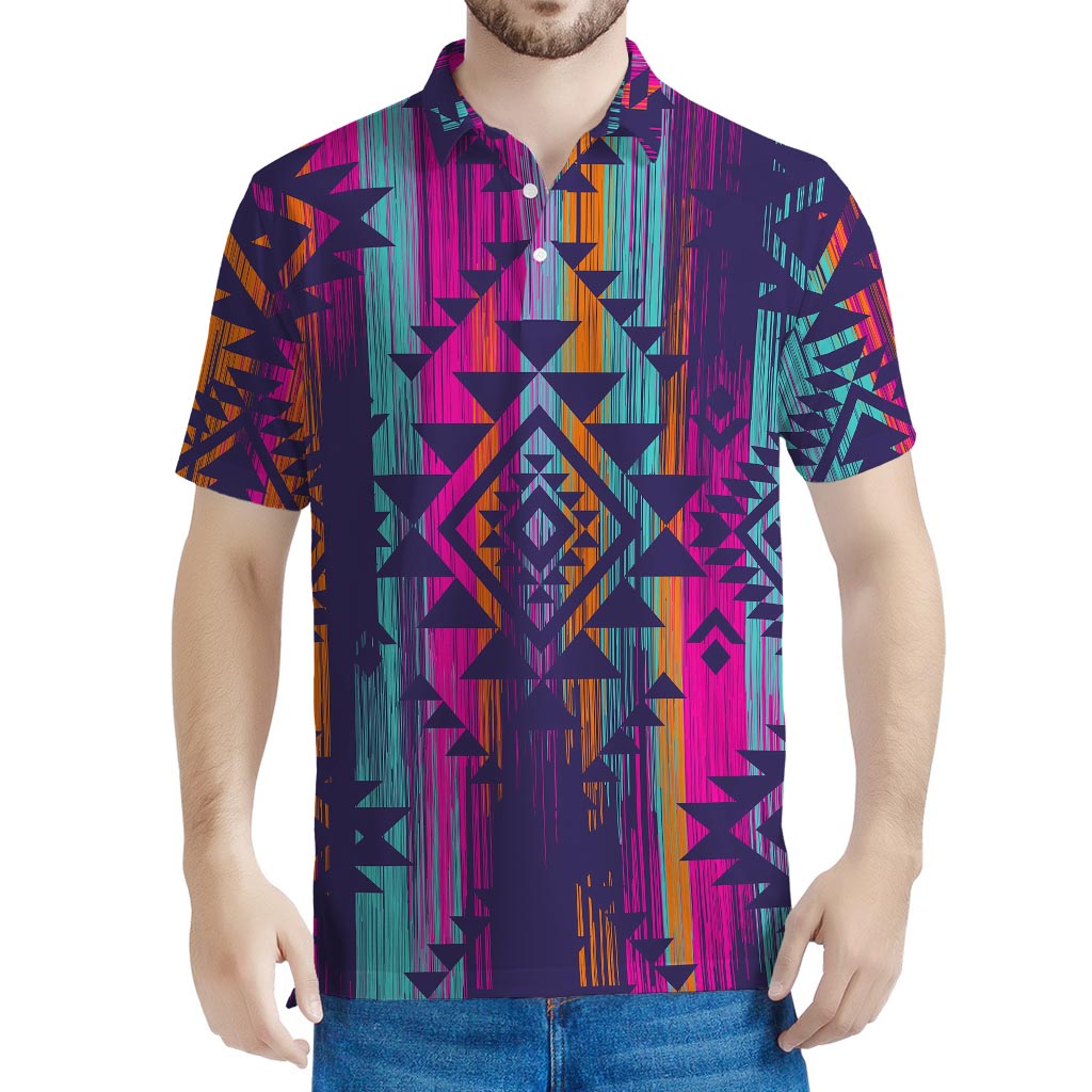 Native Tribal Aztec Pattern Print Men's Polo Shirt