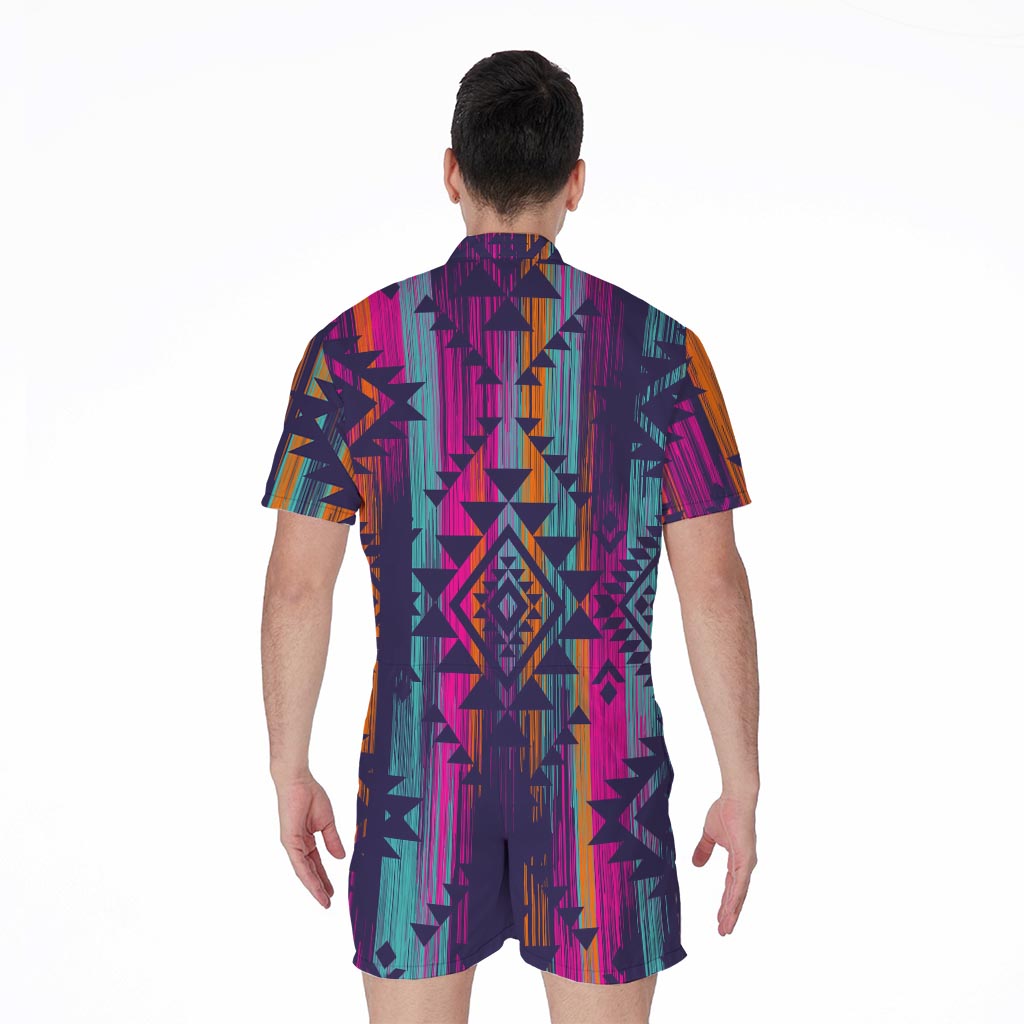 Native Tribal Aztec Pattern Print Men's Rompers