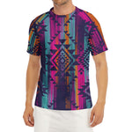 Native Tribal Aztec Pattern Print Men's Short Sleeve Rash Guard