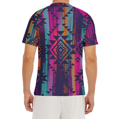 Native Tribal Aztec Pattern Print Men's Short Sleeve Rash Guard