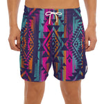 Native Tribal Aztec Pattern Print Men's Split Running Shorts