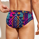 Native Tribal Aztec Pattern Print Men's Swim Briefs