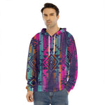 Native Tribal Aztec Pattern Print Men's Velvet Pullover Hoodie
