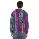 Native Tribal Aztec Pattern Print Men's Velvet Pullover Hoodie