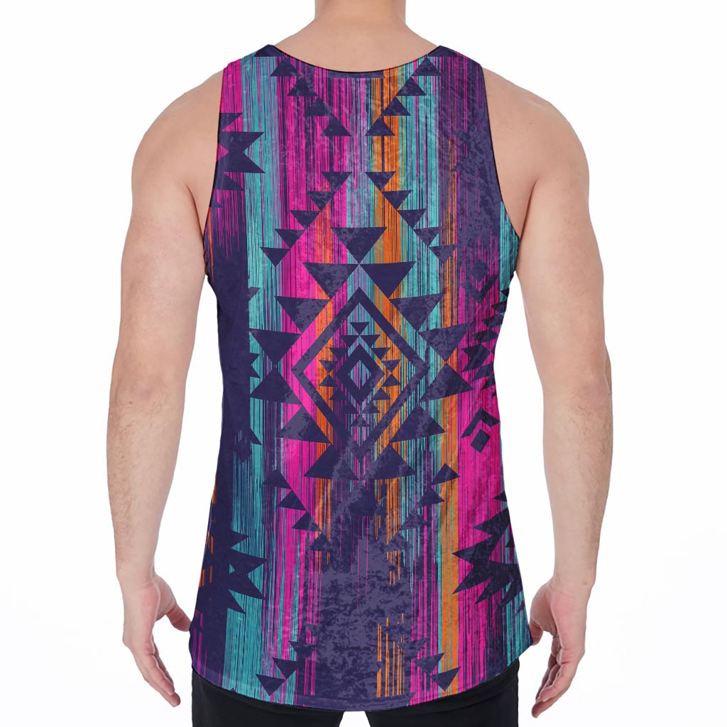 Native Tribal Aztec Pattern Print Men's Velvet Tank Top