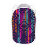 Native Tribal Aztec Pattern Print Mesh Laundry Hamper