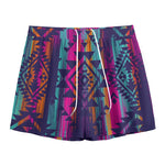 Native Tribal Aztec Pattern Print Mesh Shorts