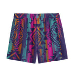 Native Tribal Aztec Pattern Print Mesh Shorts