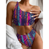 Native Tribal Aztec Pattern Print One Shoulder Bikini Top