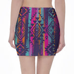 Native Tribal Aztec Pattern Print Pencil Mini Skirt