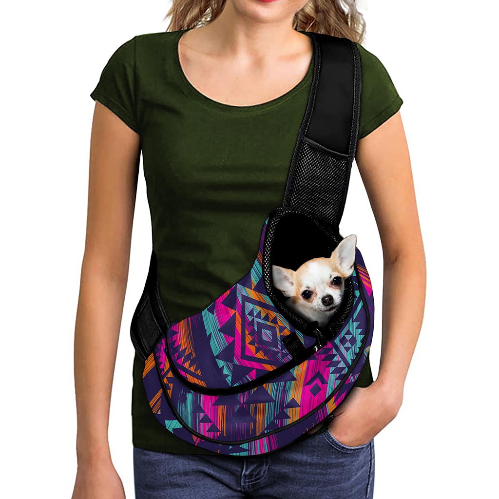 Native Tribal Aztec Pattern Print Pet Sling Carrier