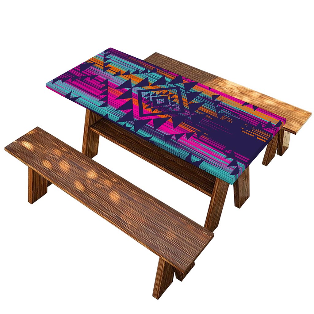 Native Tribal Aztec Pattern Print Picnic Table Cover