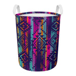 Native Tribal Aztec Pattern Print Round Laundry Basket