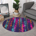 Native Tribal Aztec Pattern Print Round Rug